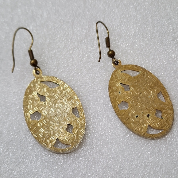 Vintage Cloisonne Enamel 90s Floral Earrings - Picture 5 of 6